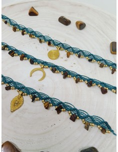 Girocollo tribale Petrolio- occhio di tigre